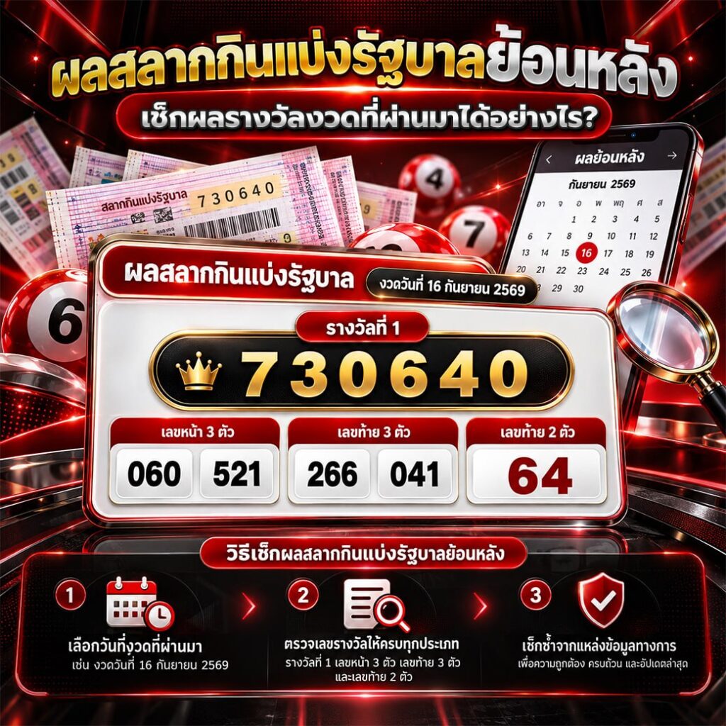 ผลสลากกินแบ่งรัฐบาลย้อนหลัง เช็กผลรางวัลงวดที่ผ่านมาได้อย่างไร?