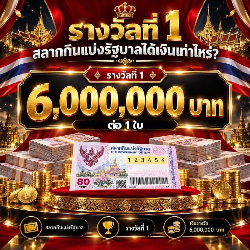 รางวัลที่ 1 สลากกินแบ่งรัฐบาลได้เงินเท่าไหร่?